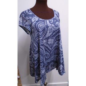 EUC WEEKEND SUSAN BETRO BEAUTIFUL BLUE GRAY PAISLEY LADIES TOP  SIZE MEDIUM BOHO